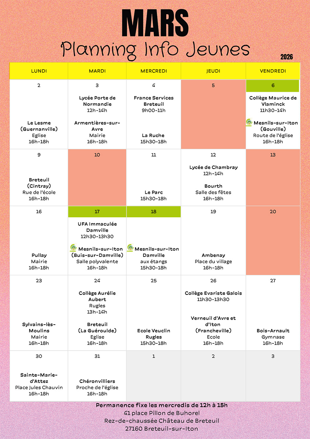Planning IJ mars avril 1